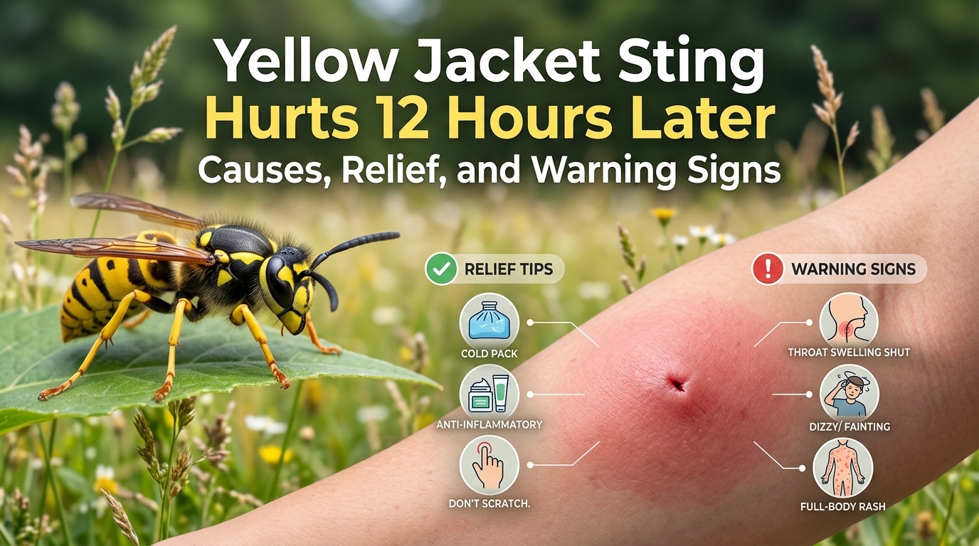 Yellow Jacket Sting Hurts 12 Hours Later Causes, Relief, and Warning Signs