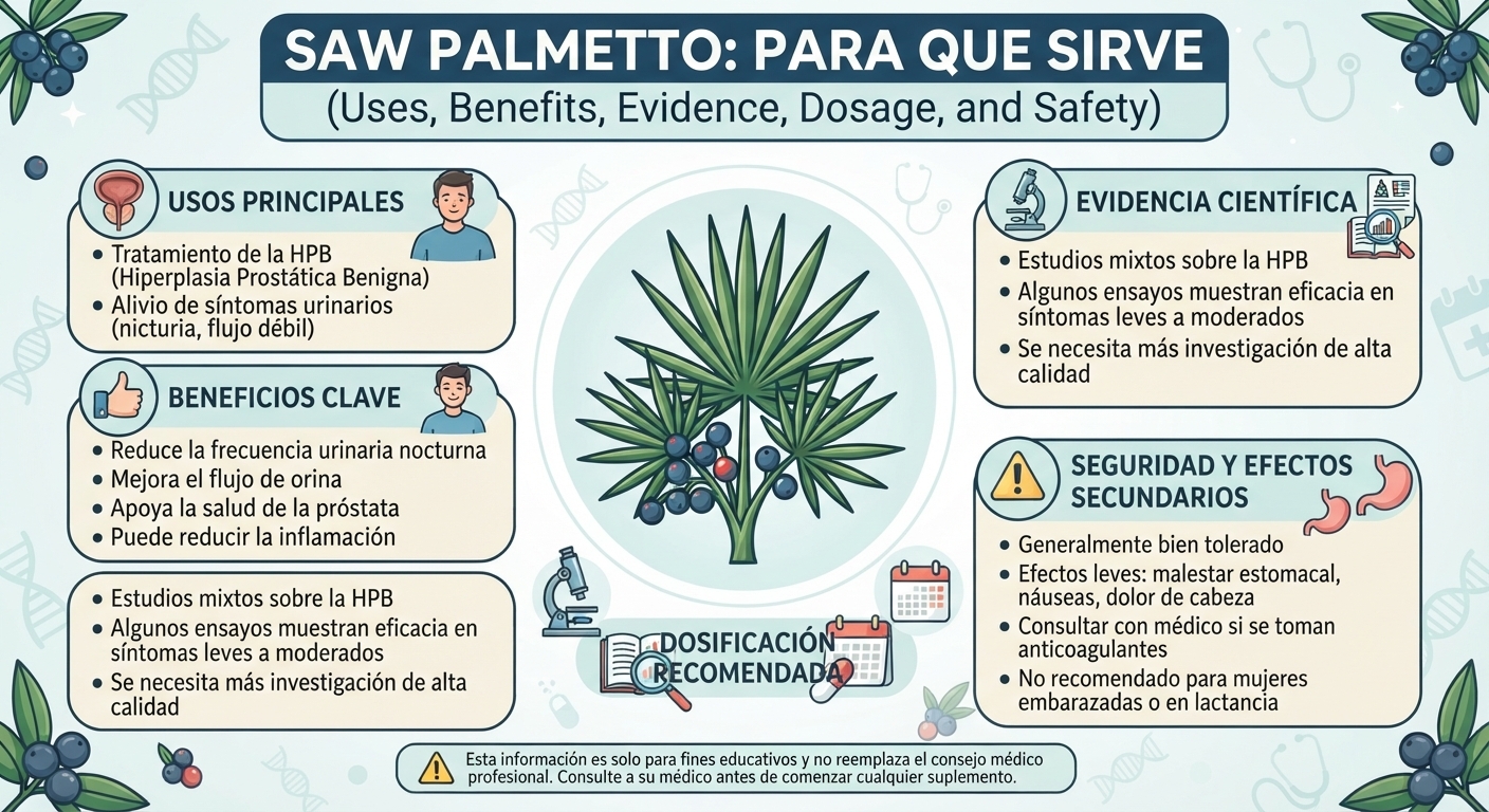 Saw Palmetto Para Que Sirve Uses, Benefits, Evidence, Dosage, and Safety